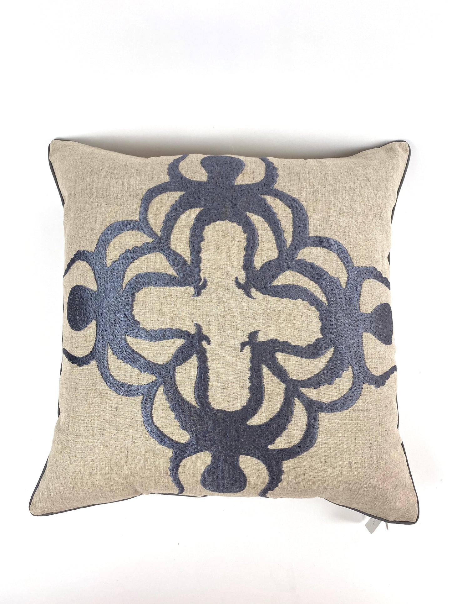 Maka Sea Embroidered Square Linen Pillow | Lani Kai Collection | Octopus