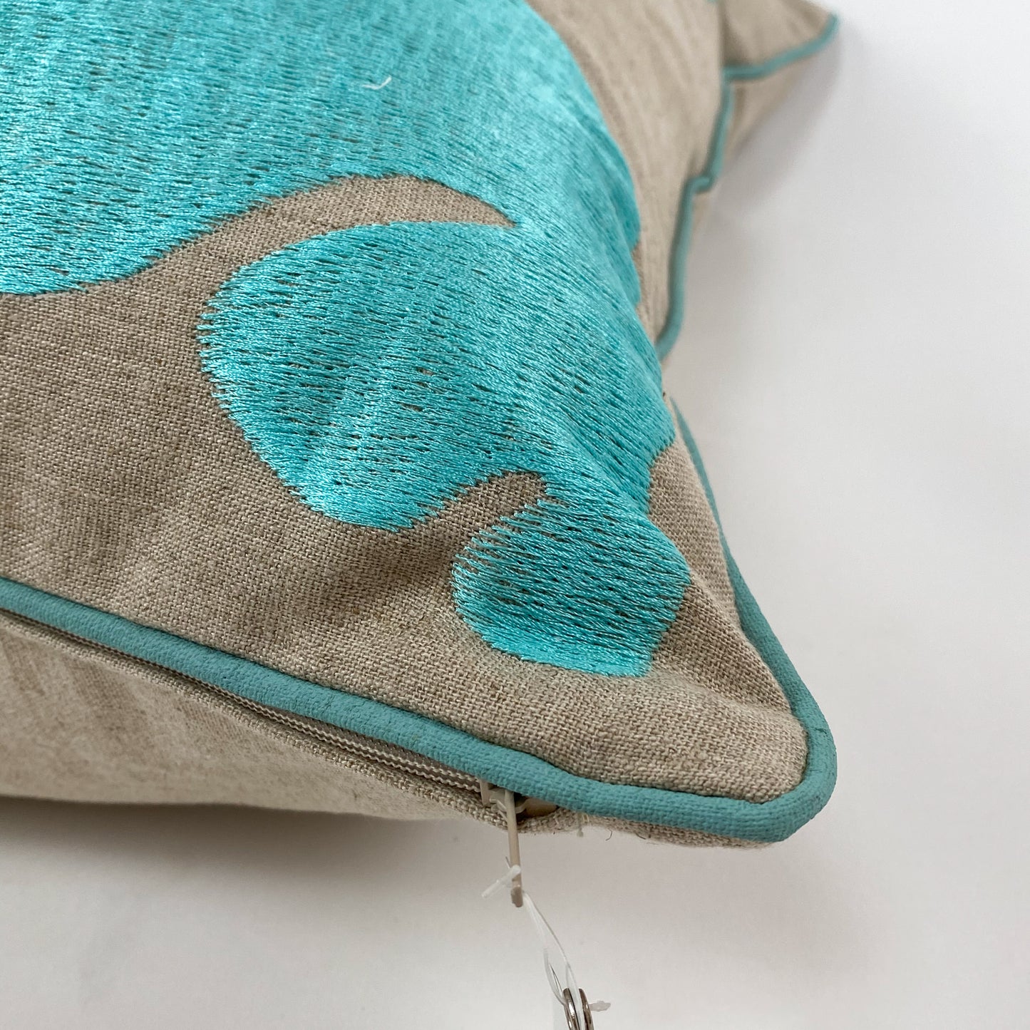 Maka Sea Embroidered Square Linen Pillow | Lanikai Collection | Turbo Shell