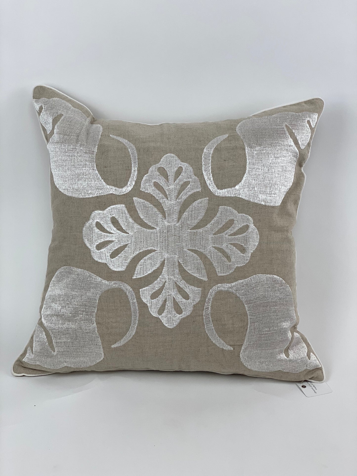 Maka Sea Embroidered Square Linen Pillow | Lanikai Collection | Turbo Shell