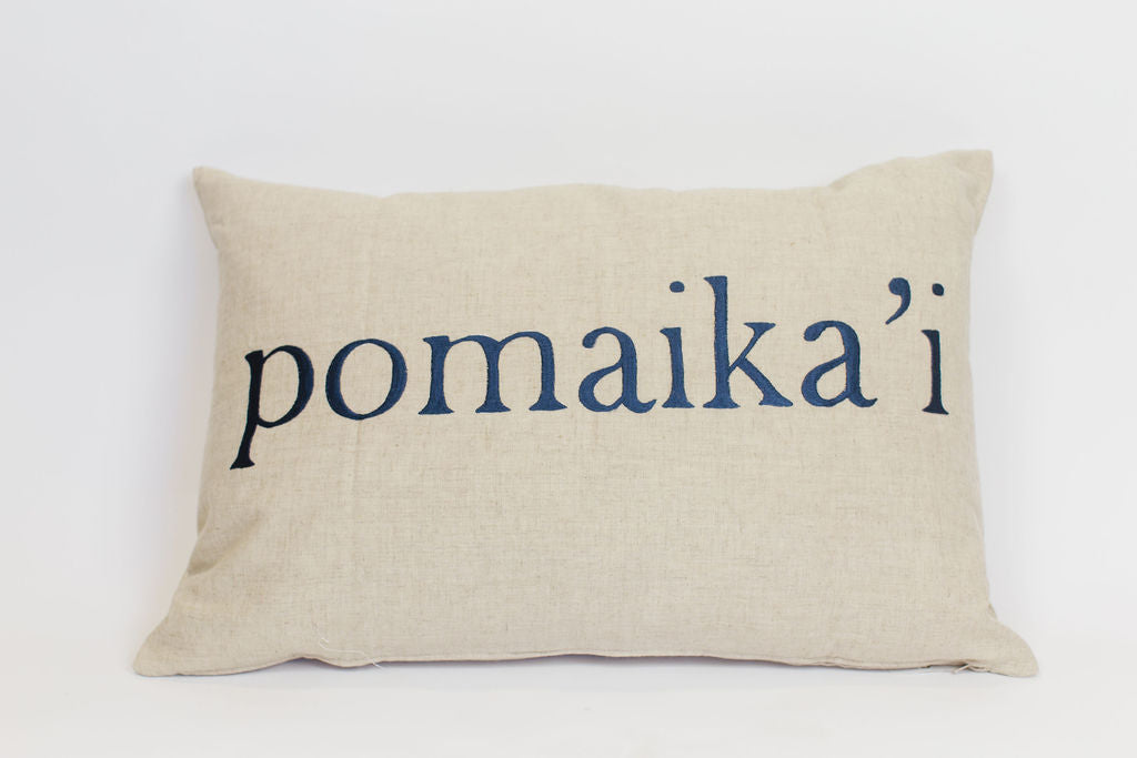 Maka Sea Linen Rectangle Pillow | Pomaika'i and Blessings (Two-sided)