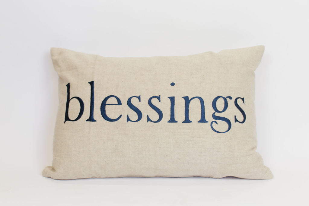 Maka Sea Linen Rectangle Pillow | Pomaika'i and Blessings (Two-sided)