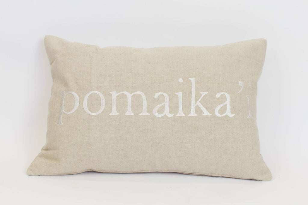 Maka Sea Linen Rectangle Pillow | Pomaika'i and Blessings (Two-sided)