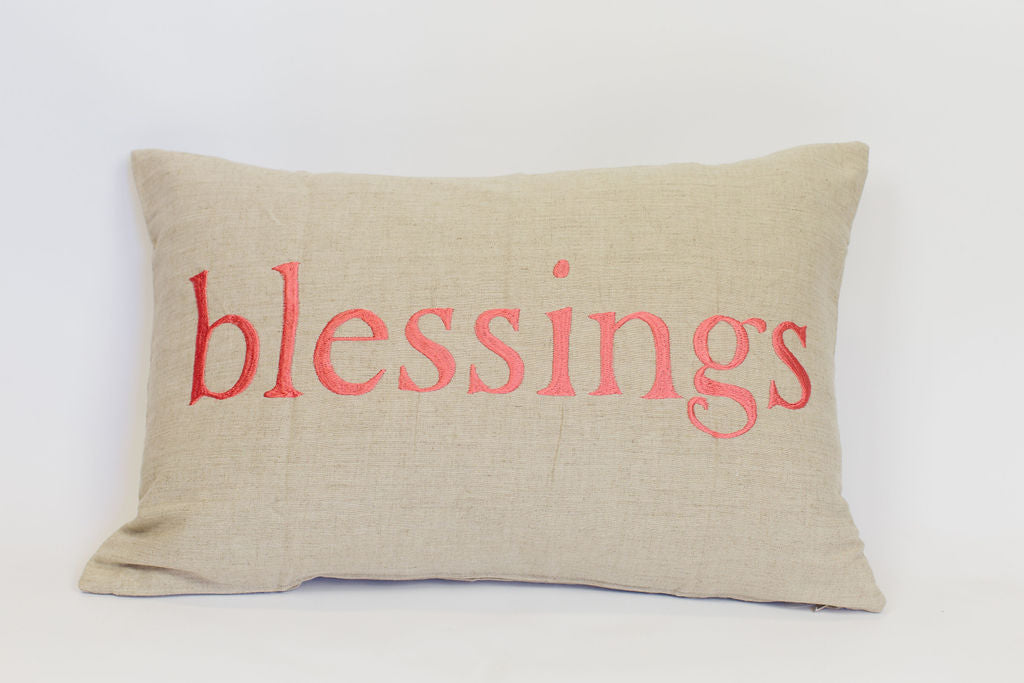 Maka Sea Linen Rectangle Pillow | Pomaika'i and Blessings (Two-sided)