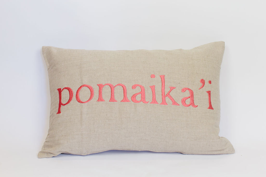 Maka Sea Linen Rectangle Pillow | Pomaika'i and Blessings (Two-sided)