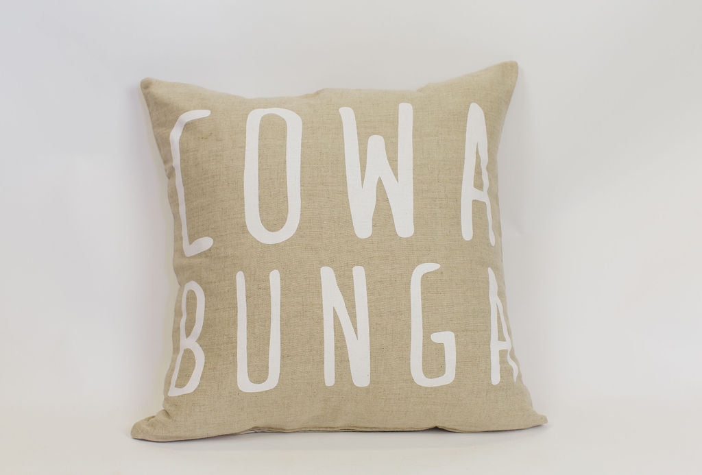 Maka Sea Linen Square Pillow | Hawaii Surf Spots and Cowabunga (Two-sided)