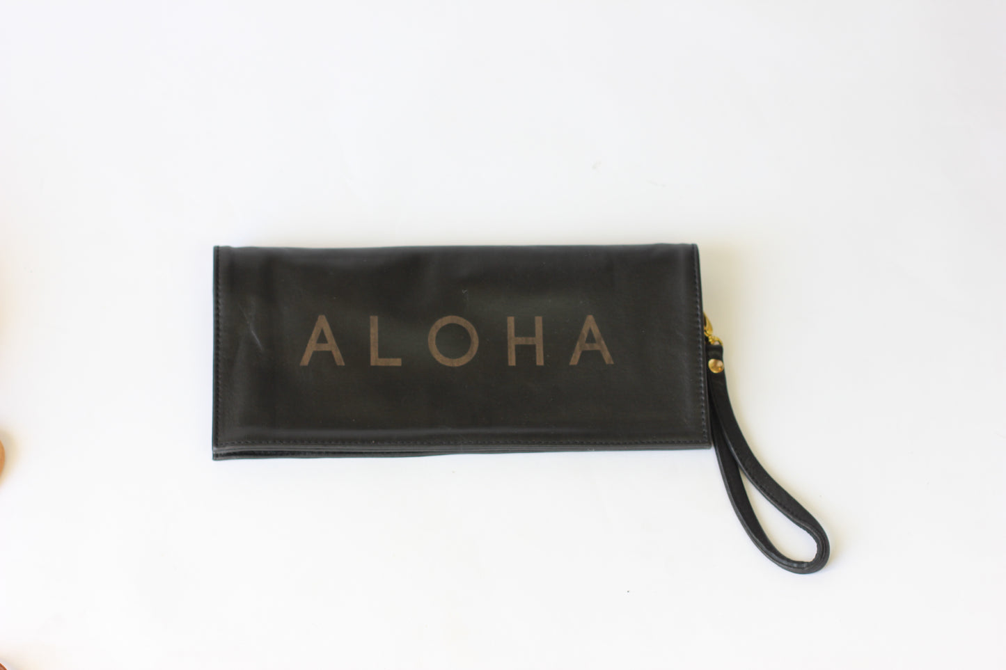 Lilo | Long Foldover Leather Wallet | "Aloha" embossed