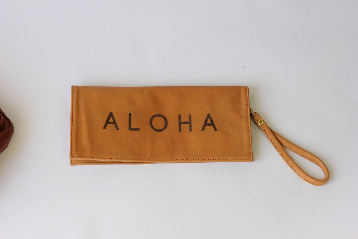 Lilo | Long Foldover Leather Wallet | "Aloha" embossed