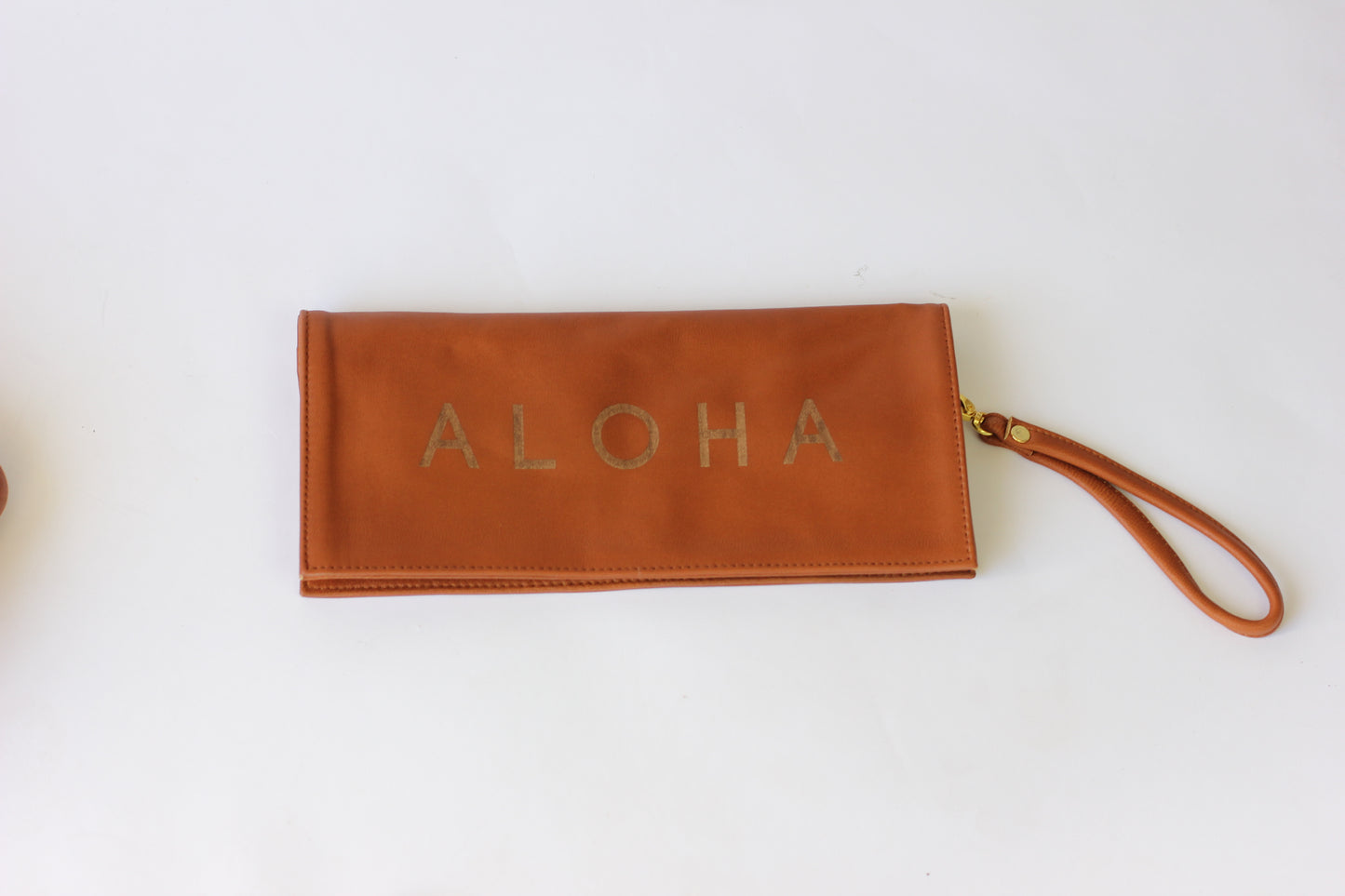 Lilo | Long Foldover Leather Wallet | "Aloha" embossed