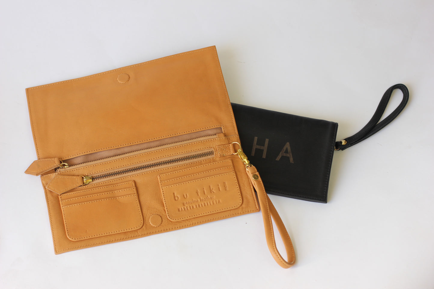 Lilo | Long Foldover Leather Wallet | "Aloha" embossed