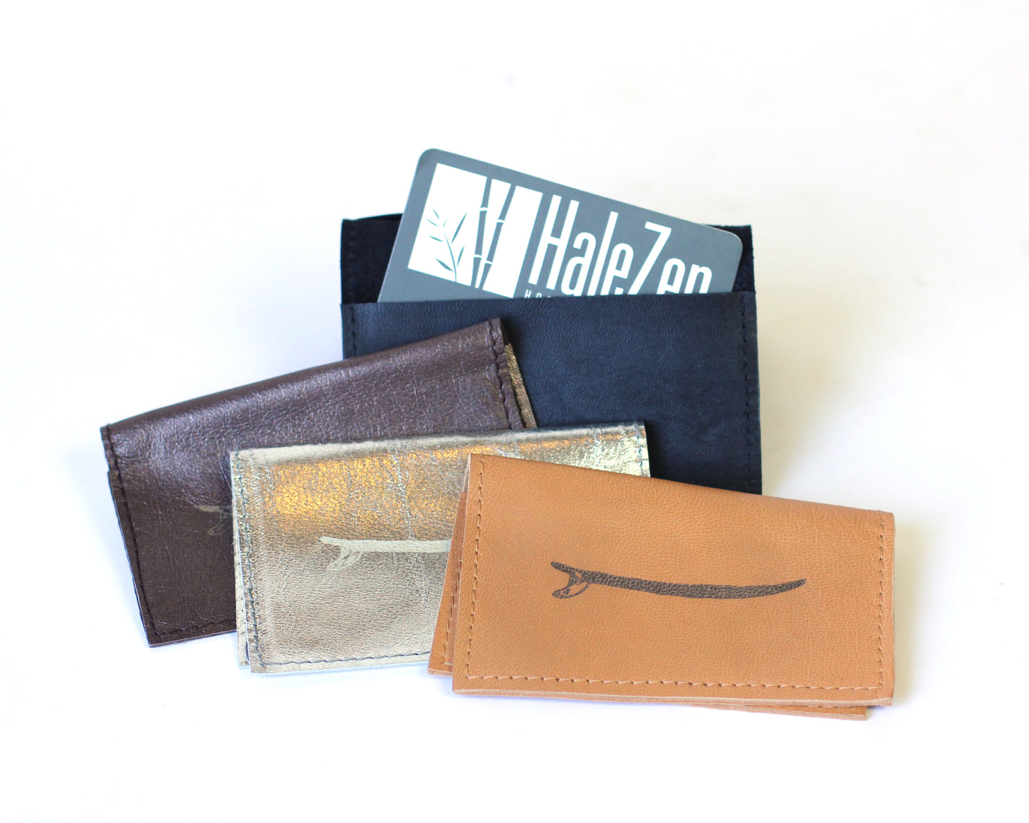 Leather Business Card Holder | Surfboard embossed | Assorted colors