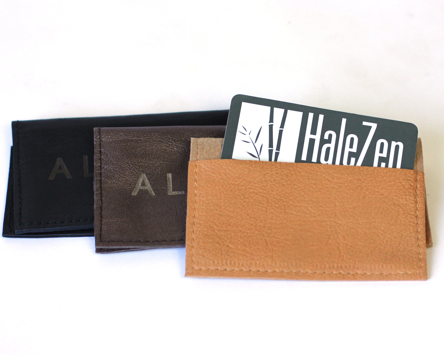 Leather Business Card Holder | ALOHA embossed | Assorted colors