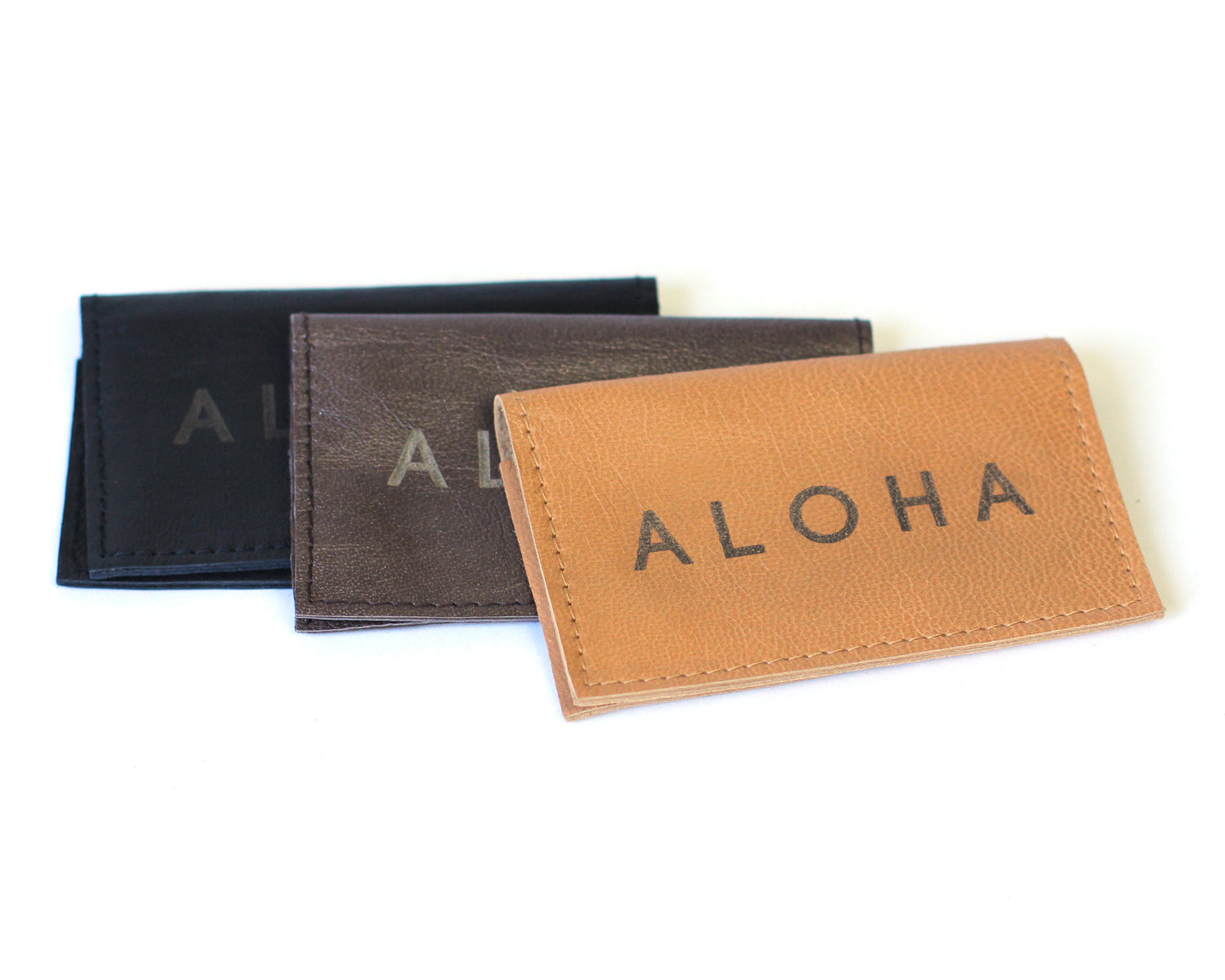 Leather Business Card Holder | ALOHA embossed | Assorted colors