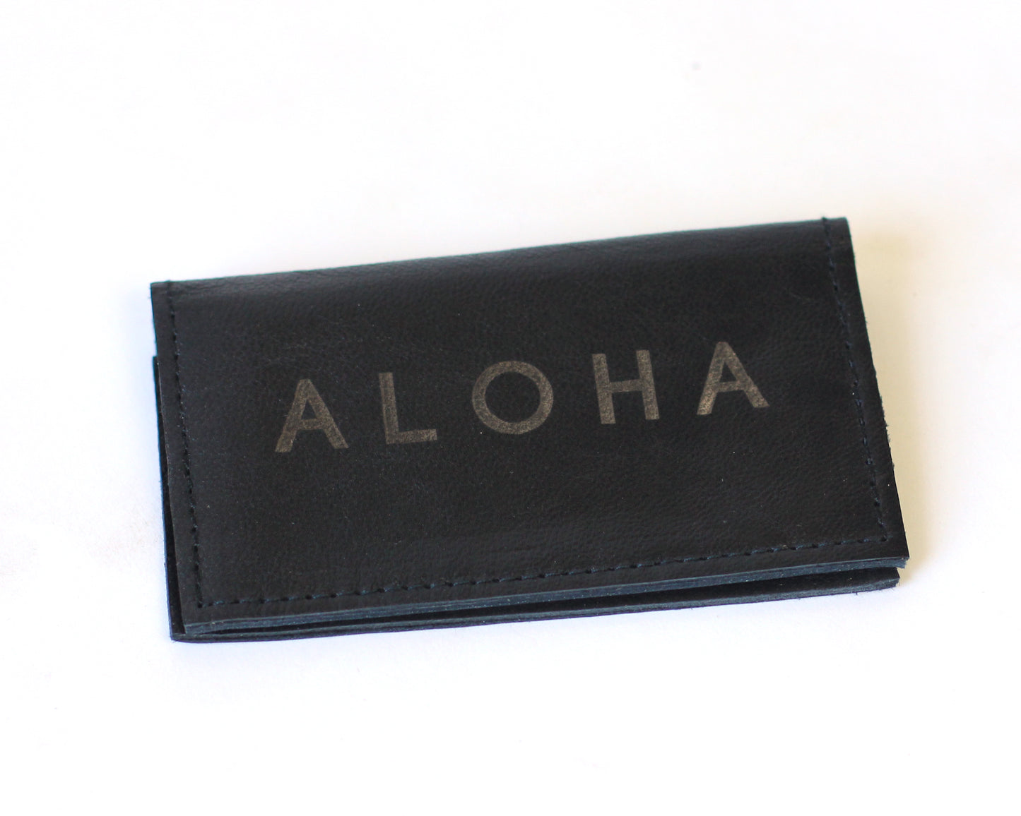 Leather Business Card Holder | ALOHA embossed | Assorted colors