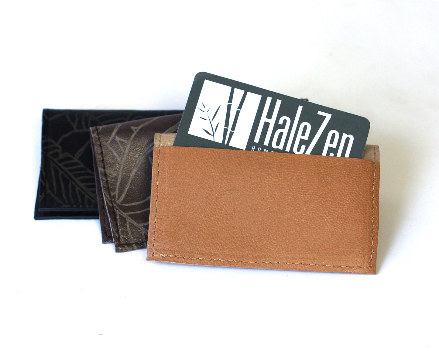 Alola Maui Leather Business Card Holder | Banana leaf embossed | Assorted colors