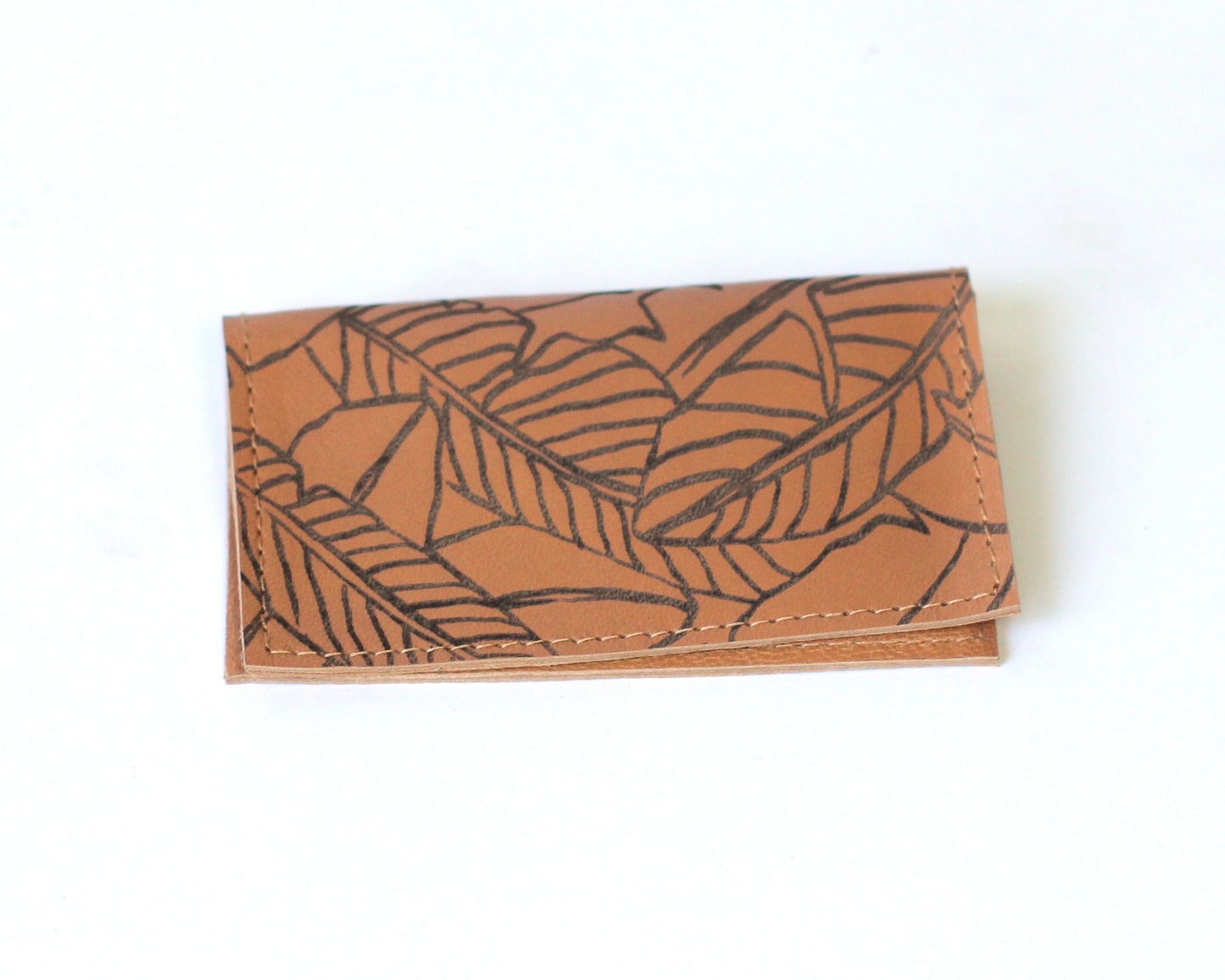 Alola Maui Leather Business Card Holder | Banana leaf embossed | Assorted colors