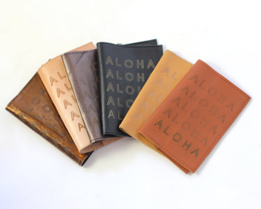 Leather Passport Holder | Infinity Aloha embossed | Assorted colors