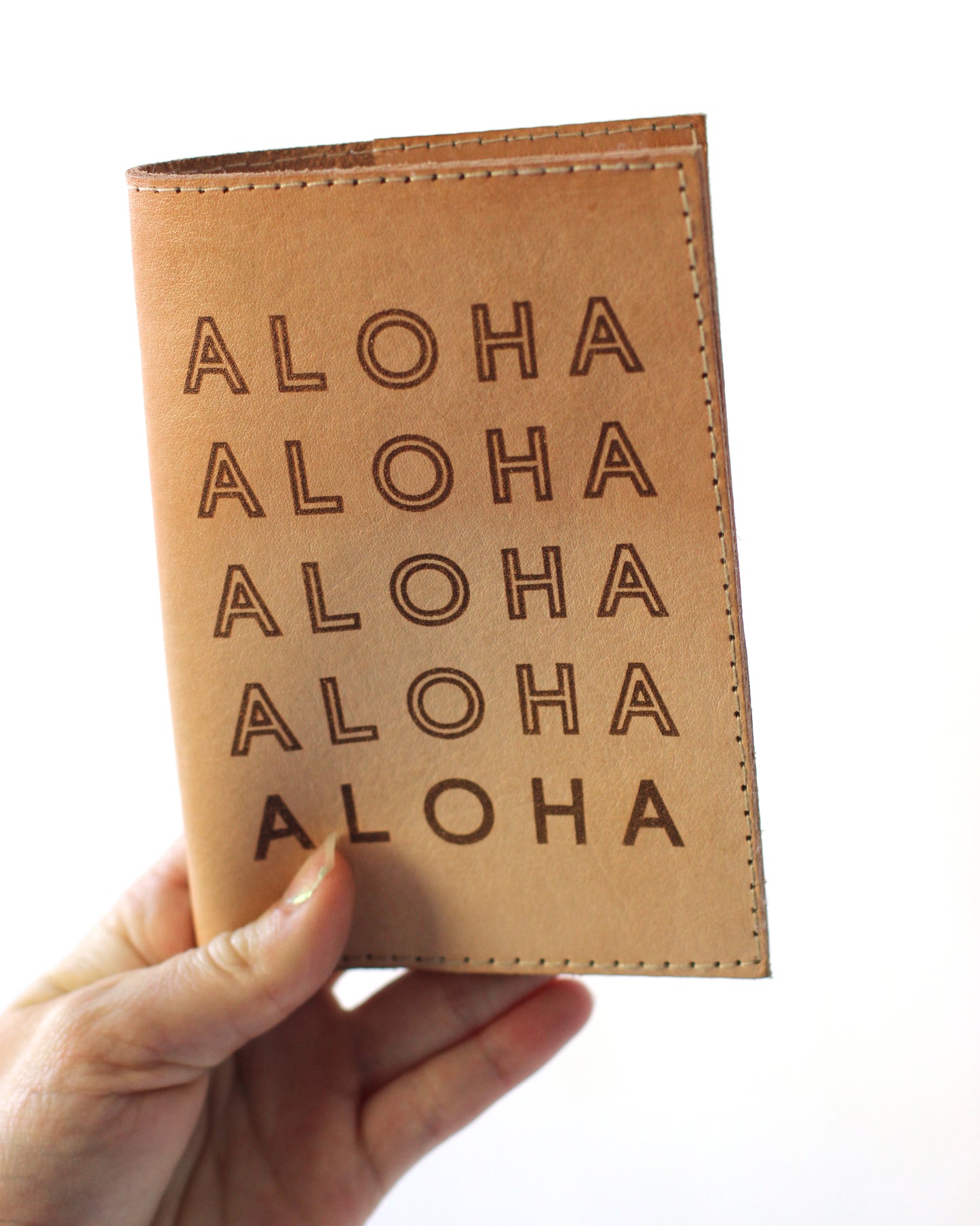 Leather Passport Holder | Infinity Aloha embossed | Assorted colors