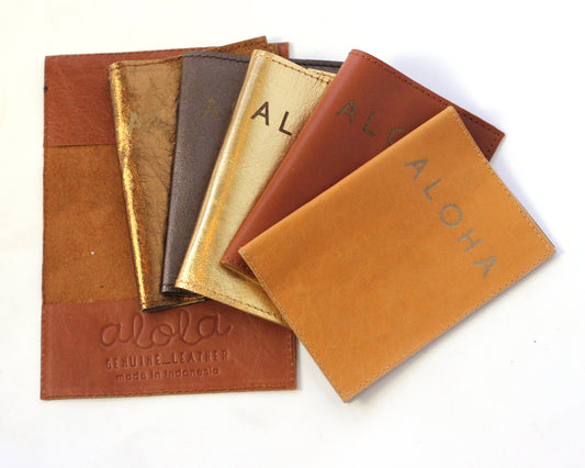 Leather Passport Holder | Aloha embossed | Assorted colors