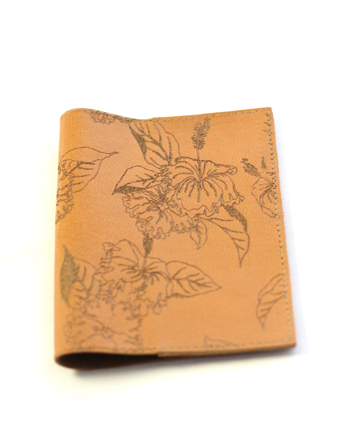 Leather Passport Holder | Tropical flowers embossed | Assorted colors