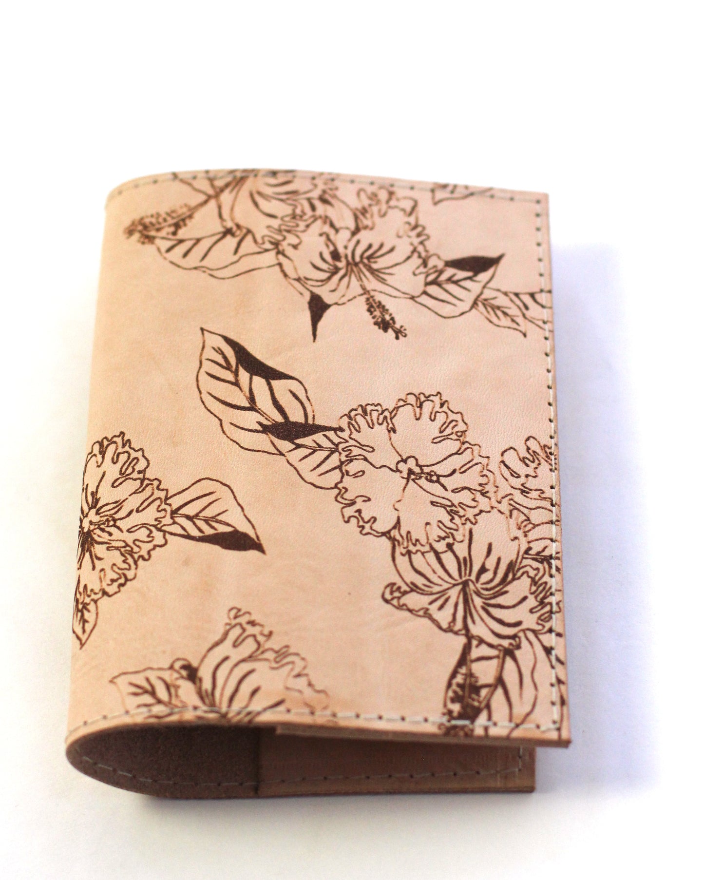 Leather Passport Holder | Tropical flowers embossed | Assorted colors