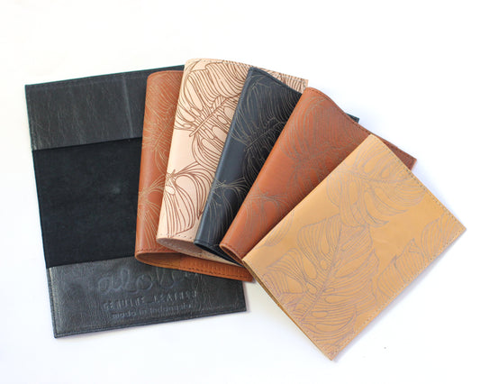 Leather Passport Holder | Monstera leaf embossed | Assorted colors