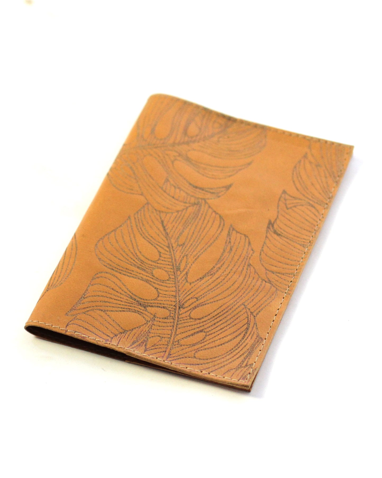 Leather Passport Holder | Monstera leaf embossed | Assorted colors