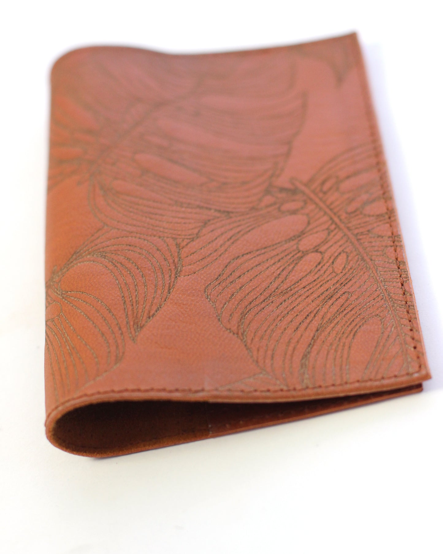 Leather Passport Holder | Monstera leaf embossed | Assorted colors