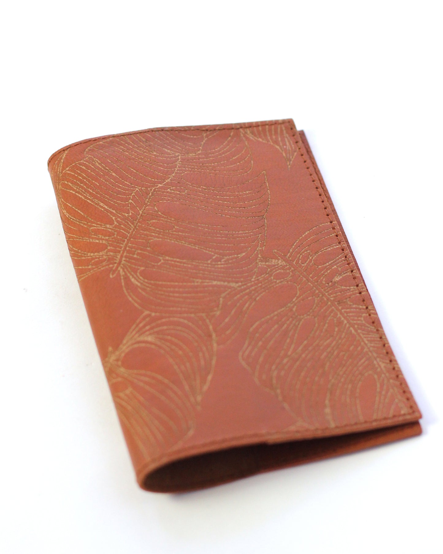 Leather Passport Holder | Monstera leaf embossed | Assorted colors