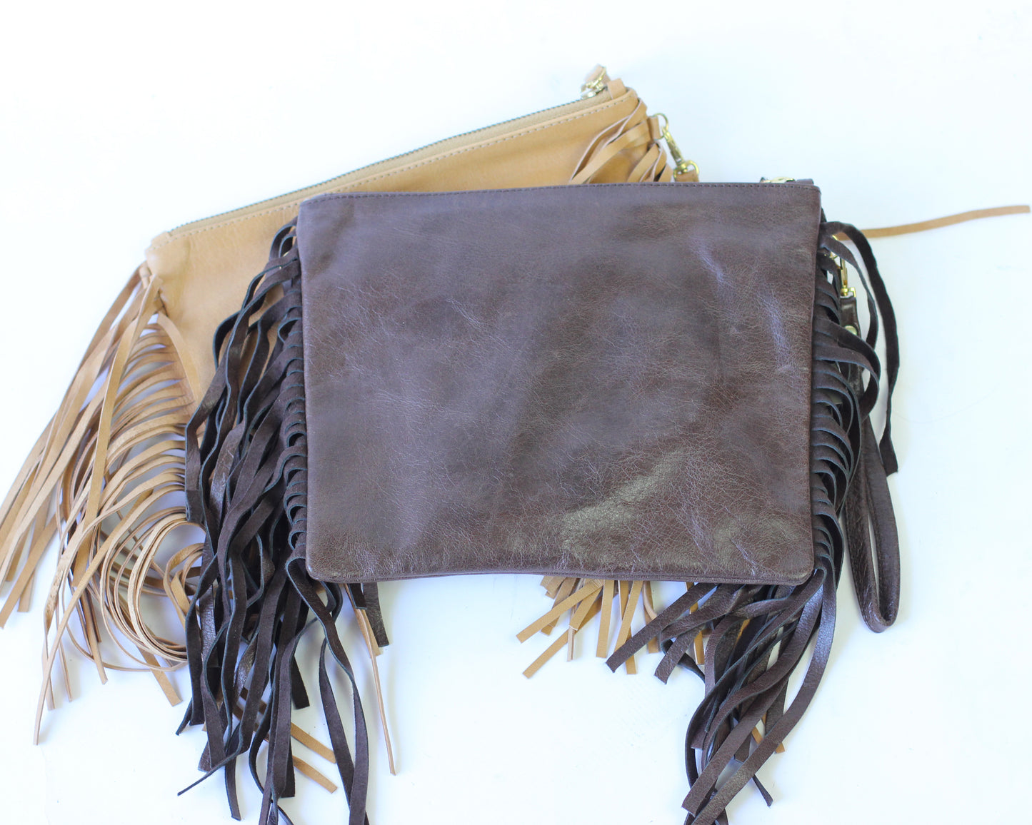 Leslie with side fringe | Leather crossbody purse | Assorted colors