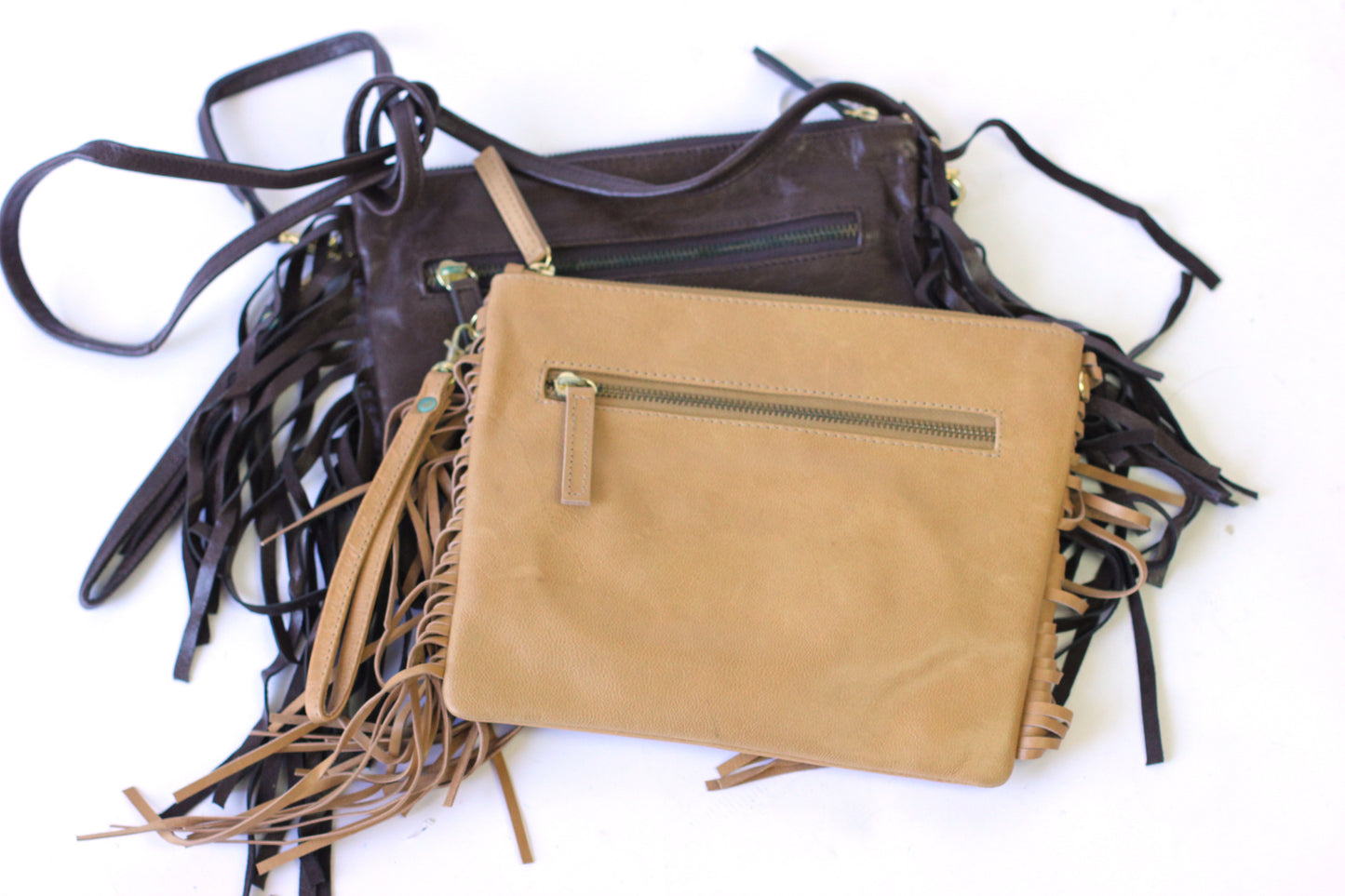 Leslie with side fringe | Leather crossbody purse | Assorted colors