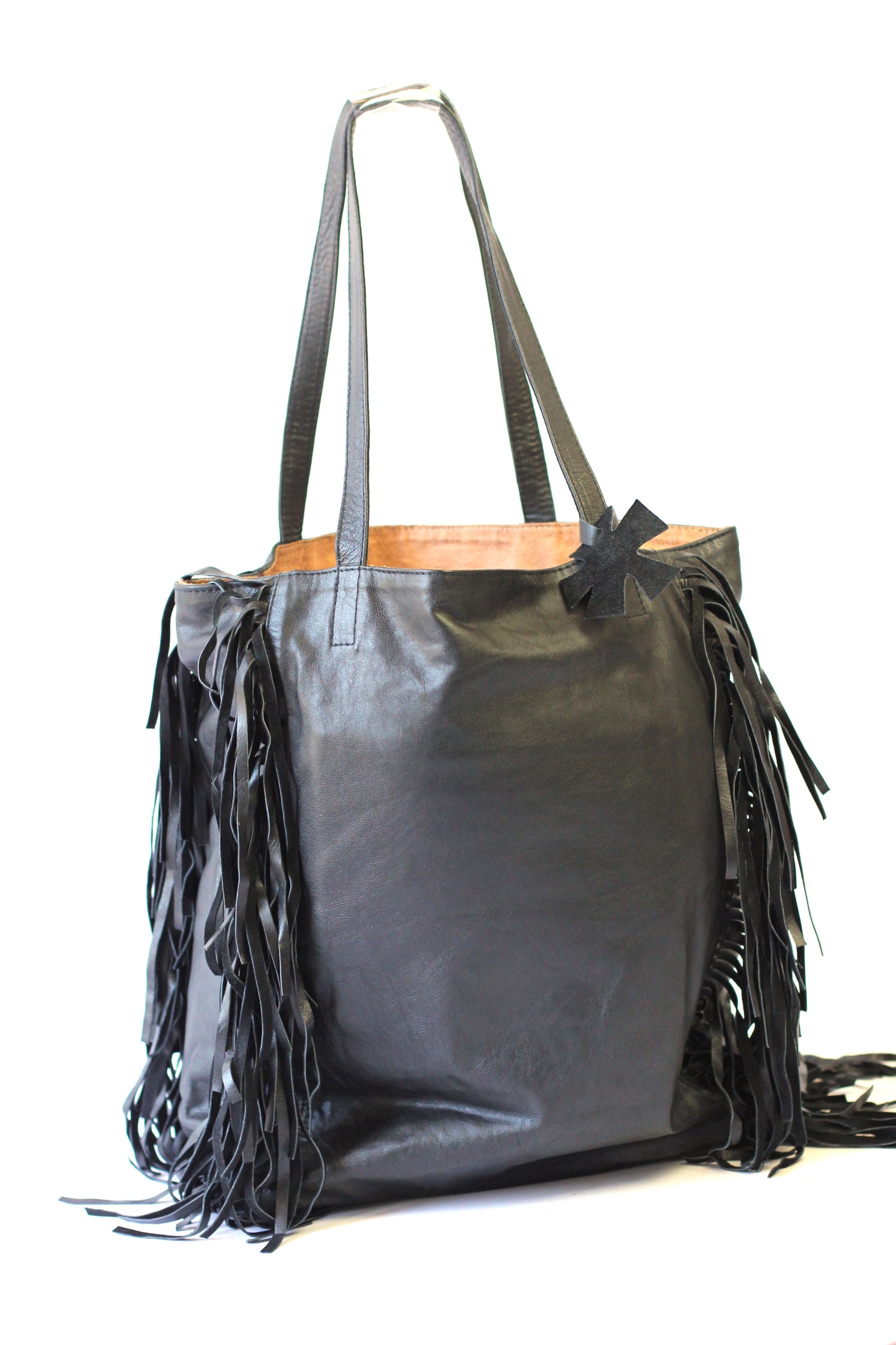 Fringed Simple Shopper Leather Tote | Assorted colors