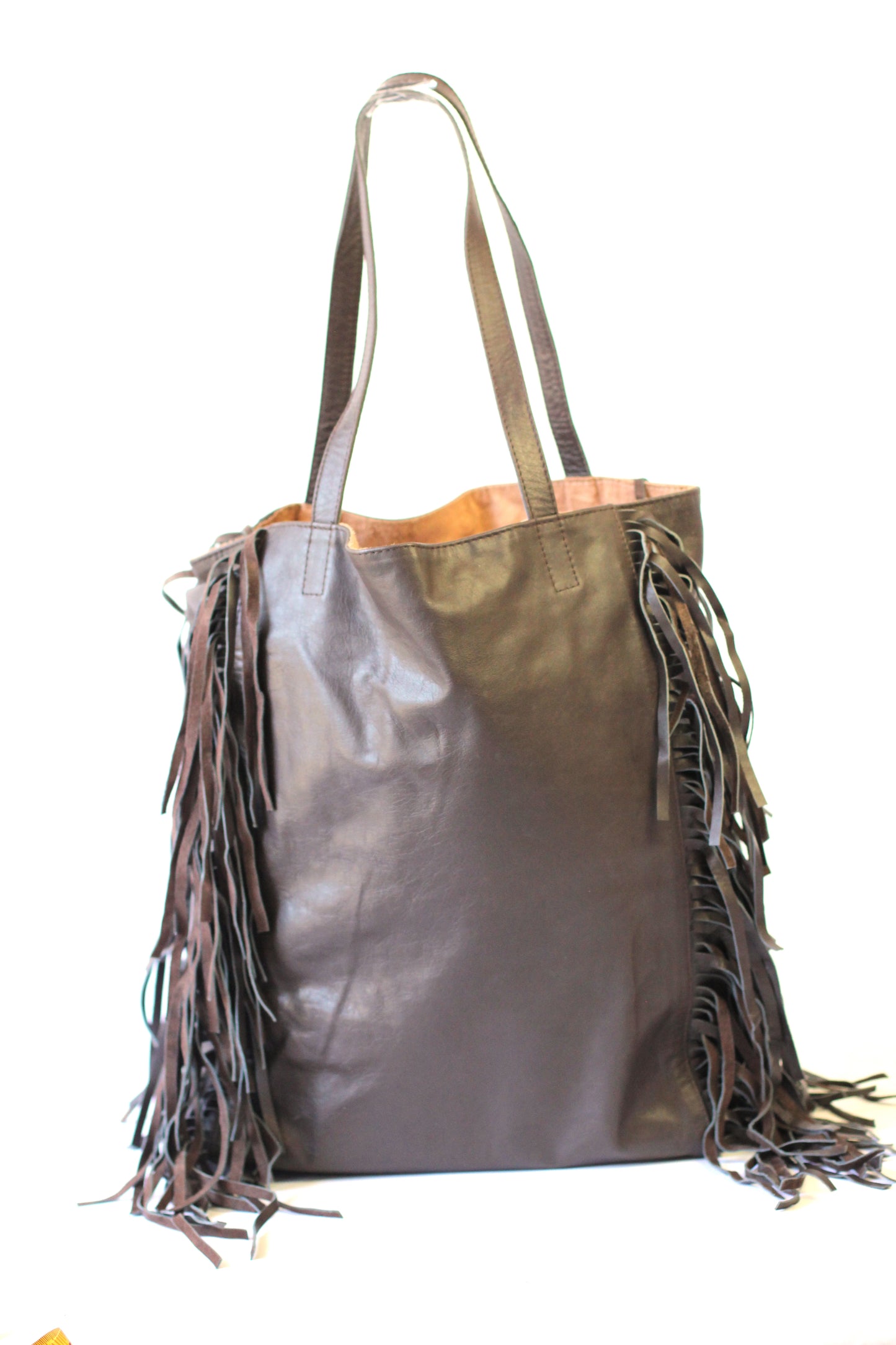 Fringed Simple Shopper Leather Tote | Assorted colors