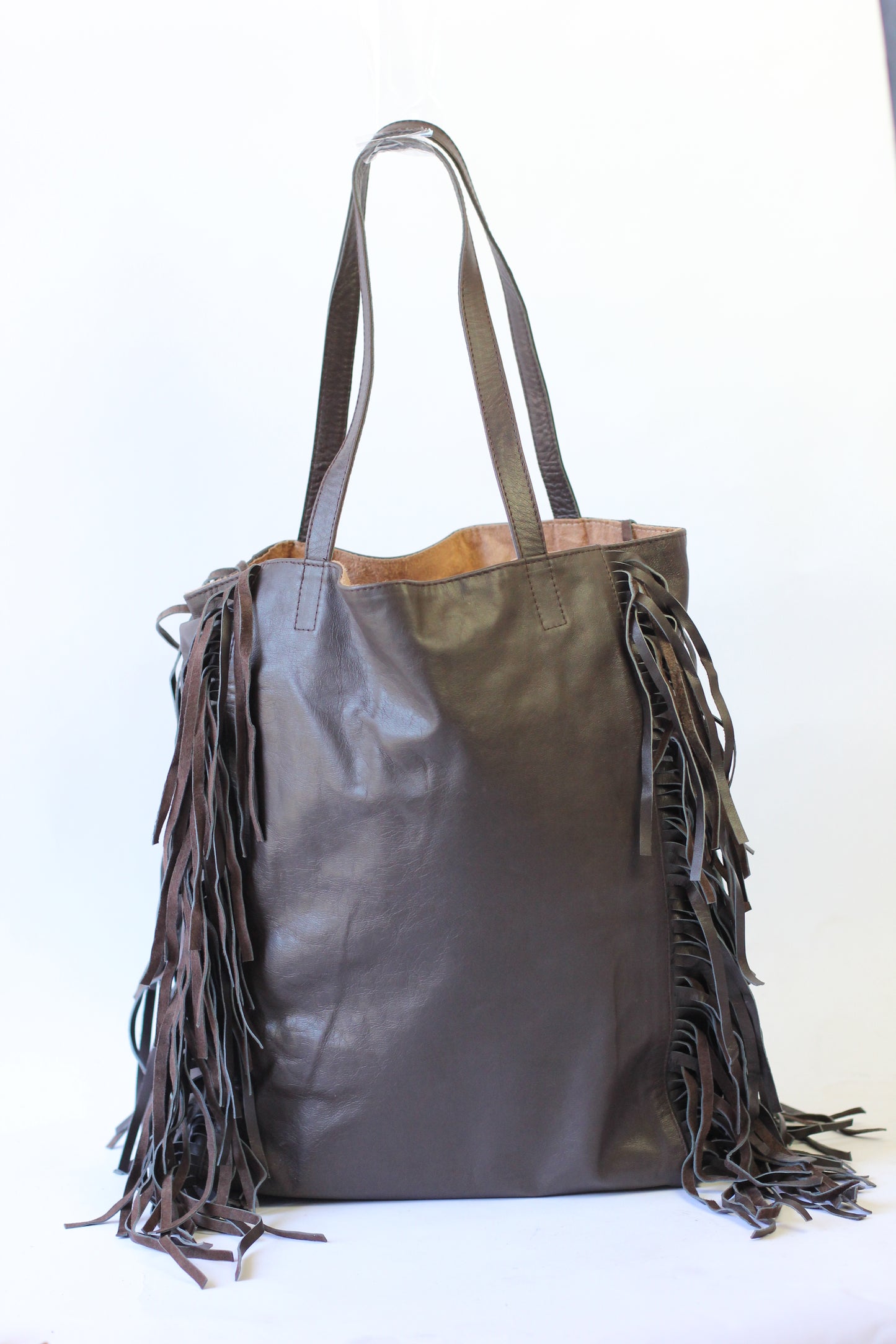 Fringed Simple Shopper Leather Tote | Assorted colors