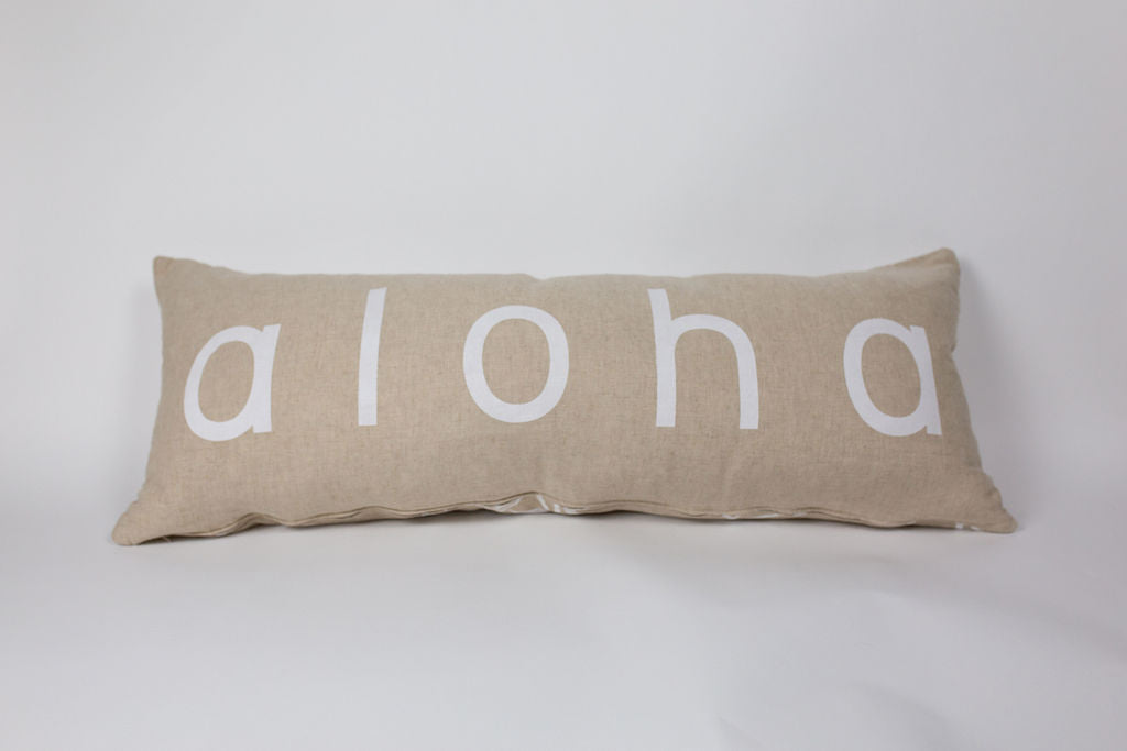 Maka Sea x Alola Maui Linen Lumbar Pillow | Aloha and Banana Leaves (Two-sided)