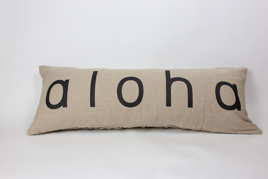 Maka Sea x Alola Maui Linen Lumbar Pillow | Aloha and Banana Leaves (Two-sided)