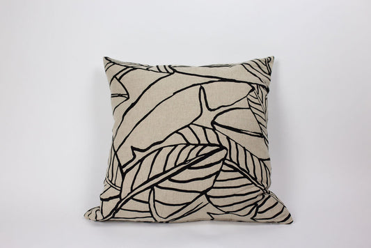 Maka Sea x Alola Maui Square Linen Pillow | Banana Leaves and Stripes (Two-sided)