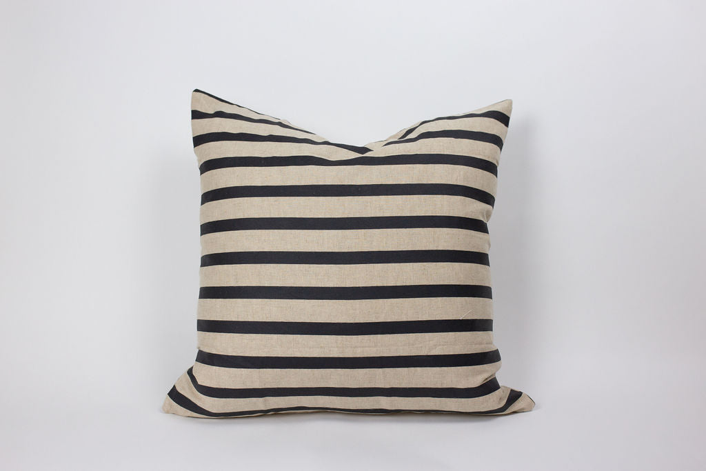 Maka Sea x Alola Maui Square Linen Pillow | Banana Leaves and Stripes (Two-sided)