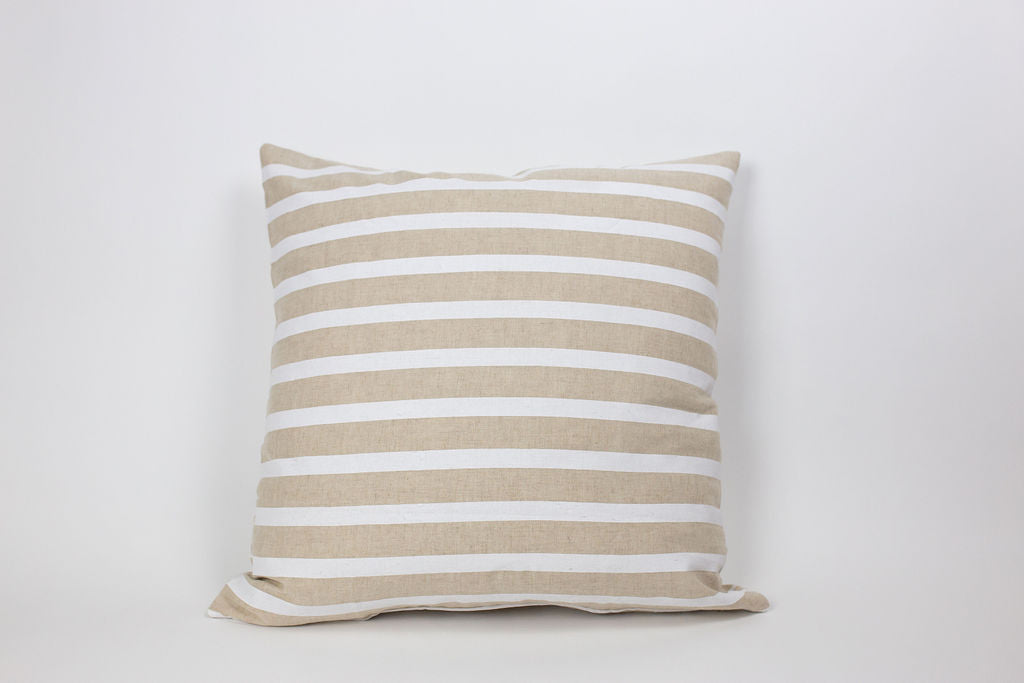 Maka Sea x Alola Maui Square Linen Pillow | Banana Leaves and Stripes (Two-sided)