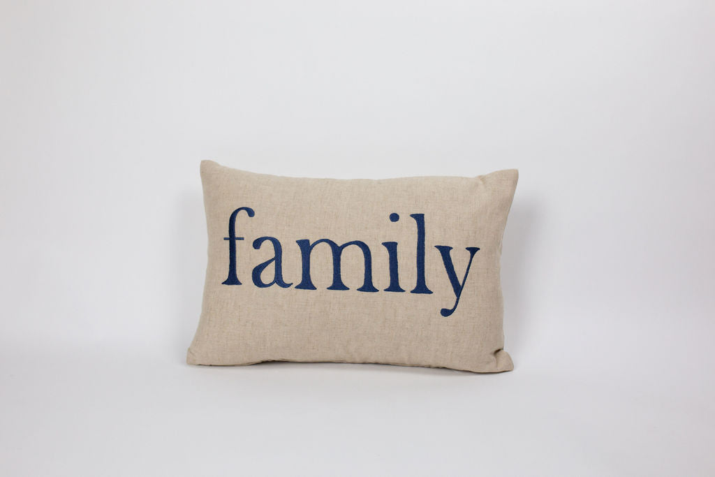 Maka Sea Linen Rectangle Pillow (Large) | 'Ohana and Family (Two-sided)