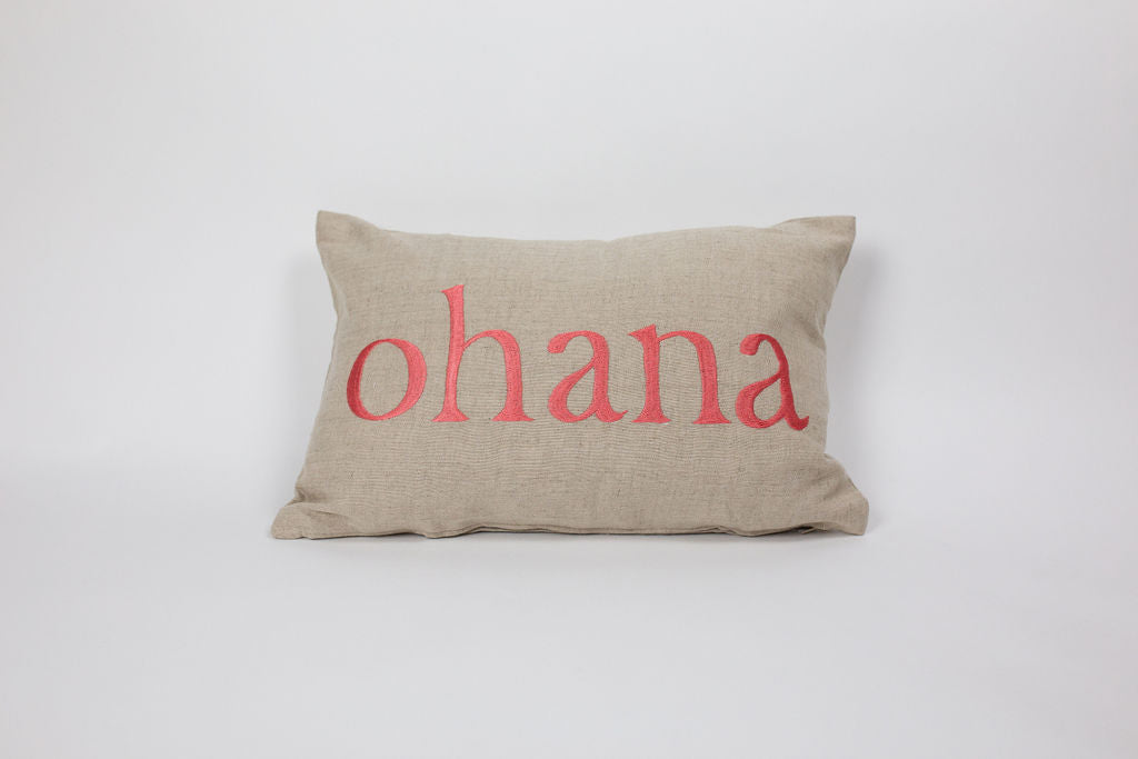 Maka Sea Linen Rectangle Pillow (Large) | 'Ohana and Family (Two-sided)