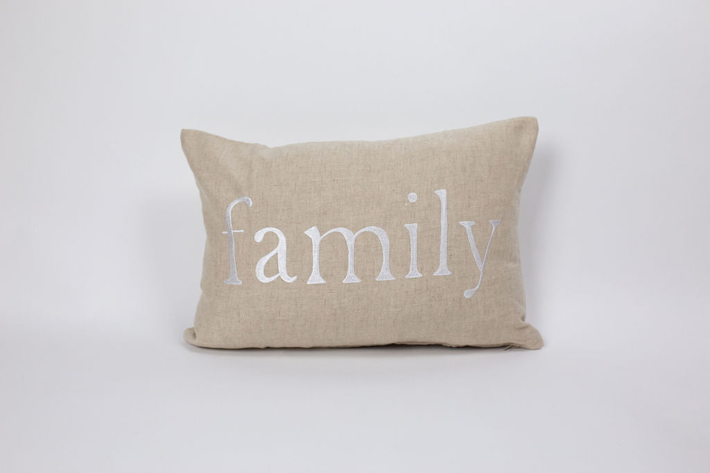 Maka Sea Linen Rectangle Pillow (Large) | 'Ohana and Family (Two-sided)