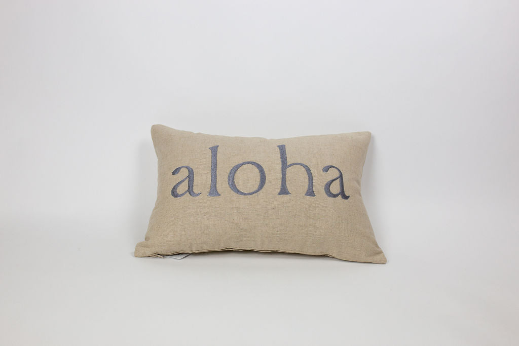 Maka Sea Linen Rectangle Pillow (Small) | Aloha and Maui (Two-sided)