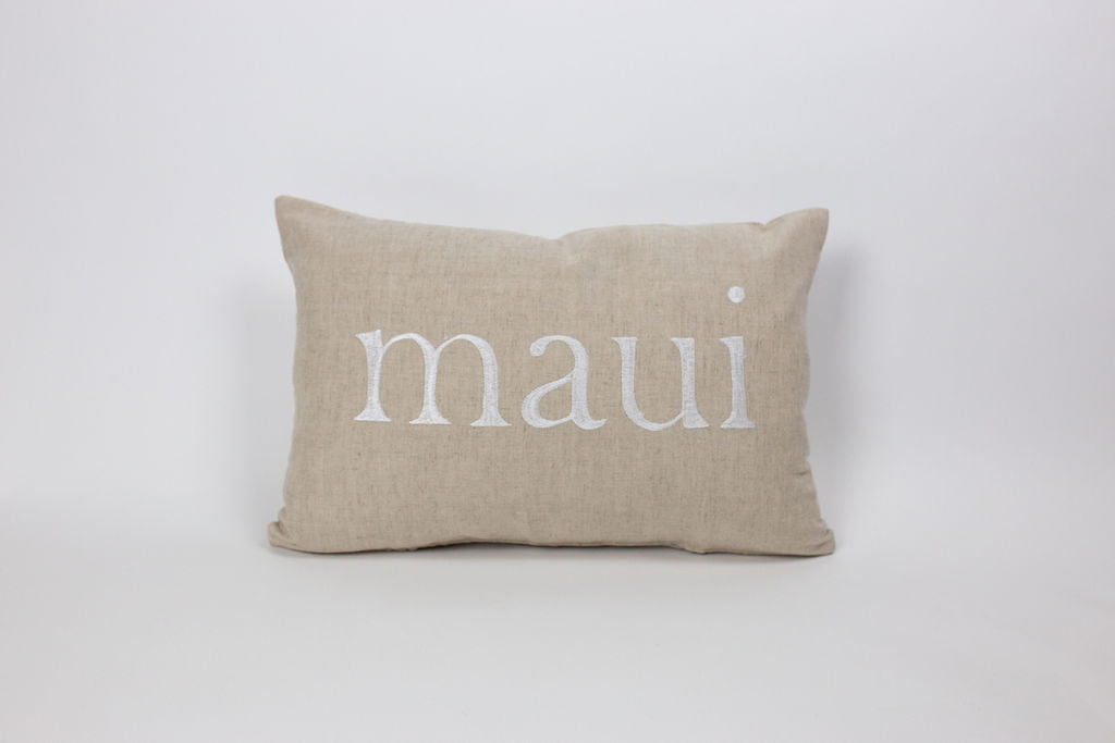 Maka Sea Linen Rectangle Pillow (Large) | Aloha and Maui (Two-sided)