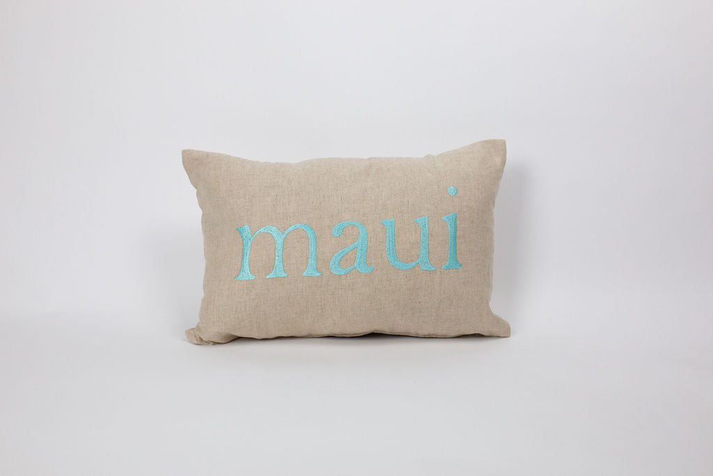 Maka Sea Linen Rectangle Pillow (Large) | Aloha and Maui (Two-sided)