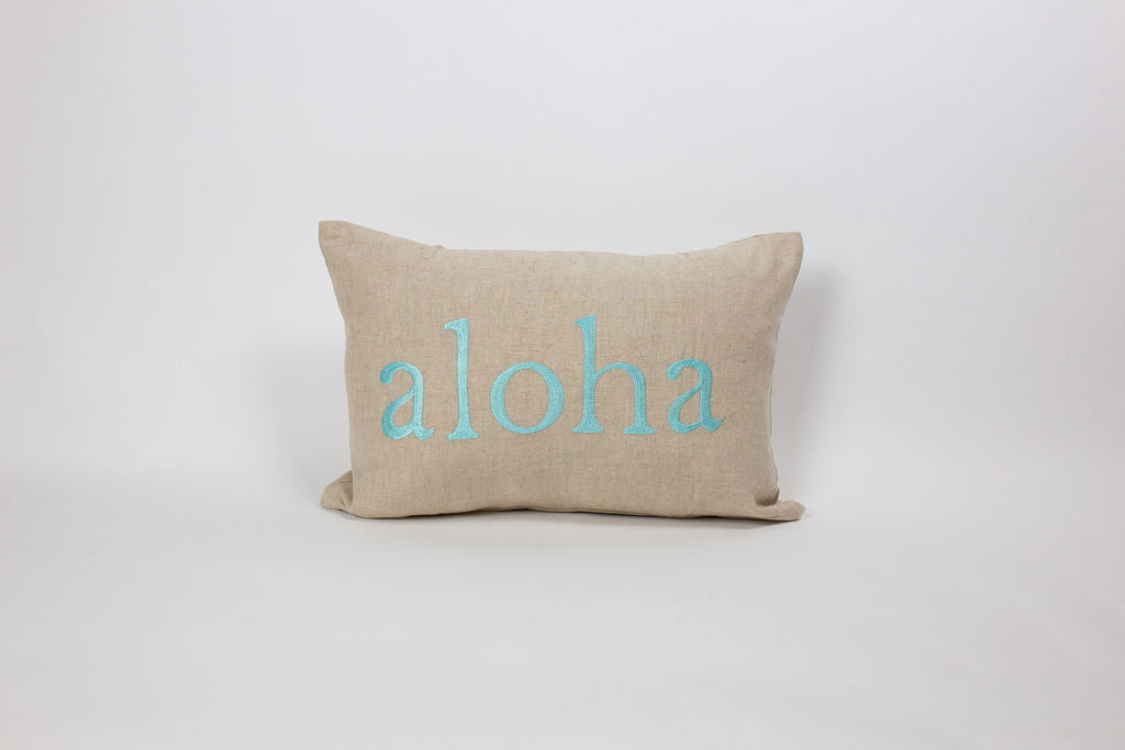 Square Hawaii | Aloha Embroidered Reverse Text Pillow Cover