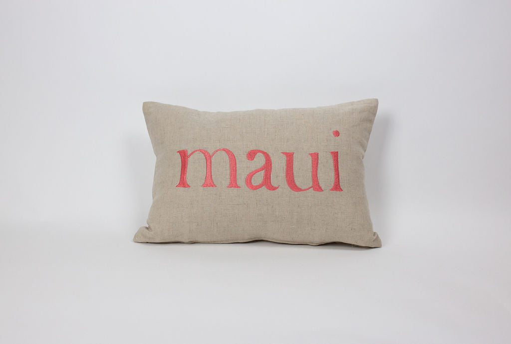 Maka Sea Linen Rectangle Pillow (Large) | Aloha and Maui (Two-sided)