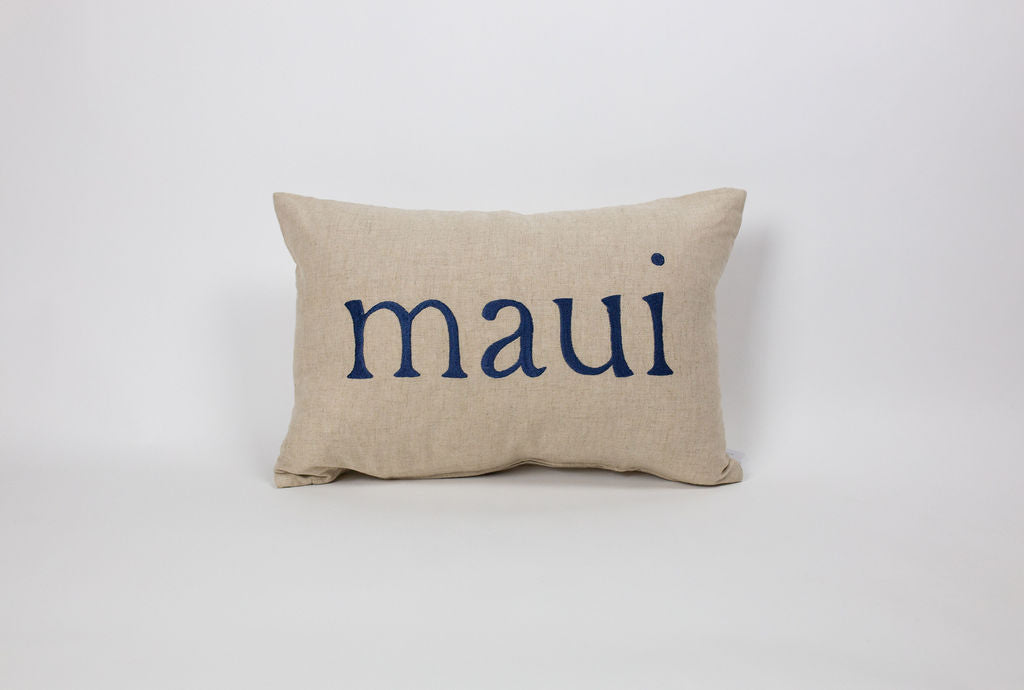 Maka Sea Linen Rectangle Pillow (Large) | Aloha and Maui (Two-sided)