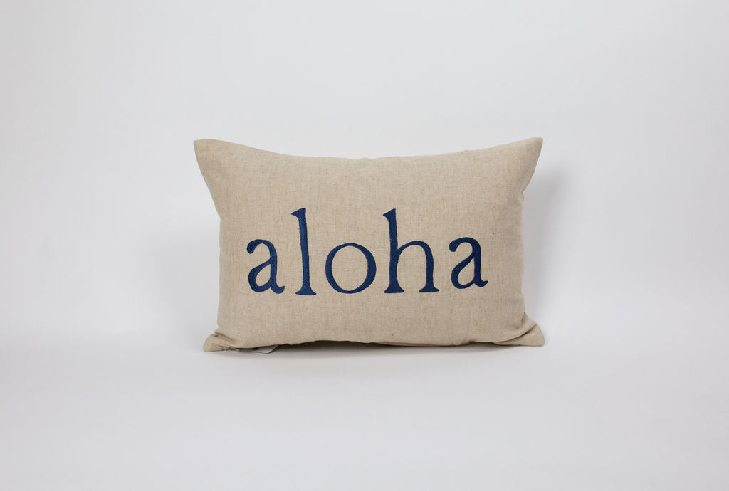 Square Hawaii | Aloha Embroidered Reverse Text Pillow Cover