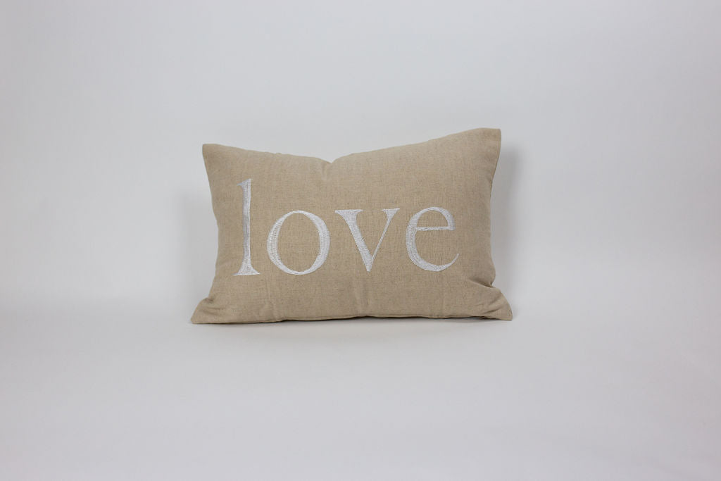 Maka Sea Linen Small Rectangle Pillow | Aloha and Love (Two-sided)