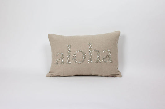 Maka Sea Linen Beaded Rectangle Pillow (Large) | ALOHA